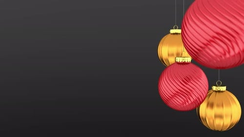 Swaying Red and Gold 3D Christmas Ornaments Background Loop