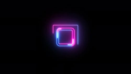 Abstract Neon Line Art Square Reveal Animation