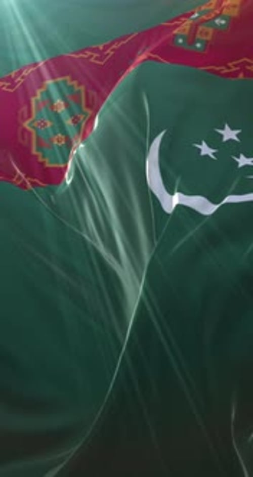 Realistic Turkmenistan National Flag Waving