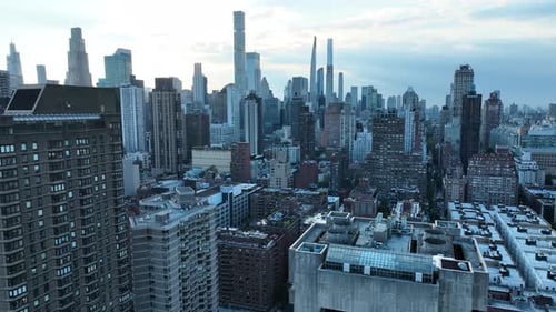 Skyline Of Midtown Manhattan, New York City - Aerial Drone Shot