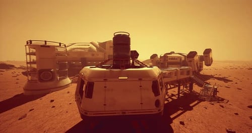 Futuristic Mars Colony Base 3D Animation