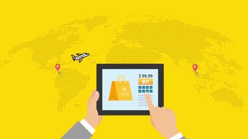 Flat Design Global Online Shopping and Delivery Animation