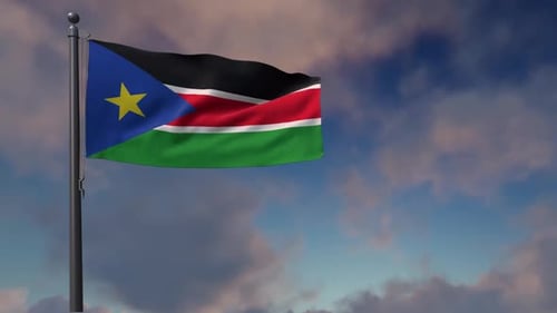 Realistic South Sudan Flag Waving Animation