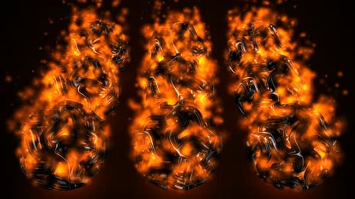 Background with Black Fireballs, Fire Particles, Shape, Exclusive, 3D Render, Reflection