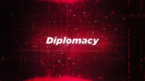 Diplomacy Text Reveal on Futuristic Digital Grid Background