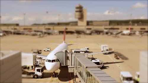 Aviation Industry Air Travel Business Scene of Airplanes Landing at Airport