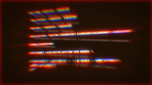 Escribir un código digital por un programador en un lenguaje de programación, letras y números luminosos.