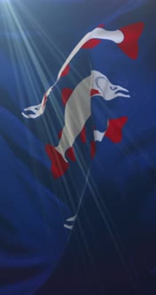 Graceful Koi Fish Swimming Animation in Deep Blue Water