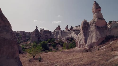 Rock formations fairy chimneys in Cappadocia
