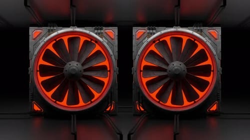 Futuristic Glowing Turbine Fans Loop Animation