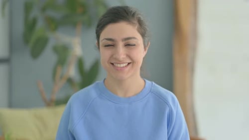 Smiling Woman Portrait Indoors Close Up