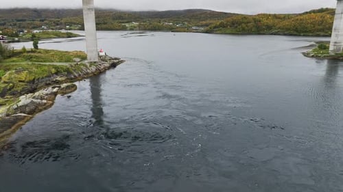A flight overlooking the Saltstraumen tidal bridge in Bodo Norway