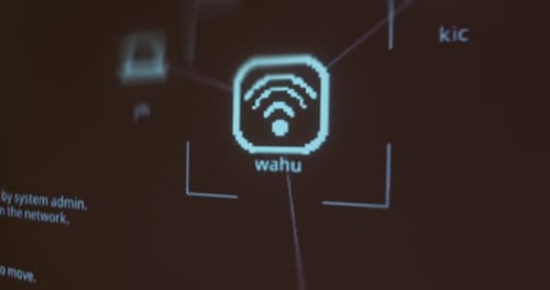 Bright Glowing Wifi Icon on Screen Display