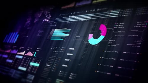 Futuristic Business Data Analysis Dashboard Interface Animation