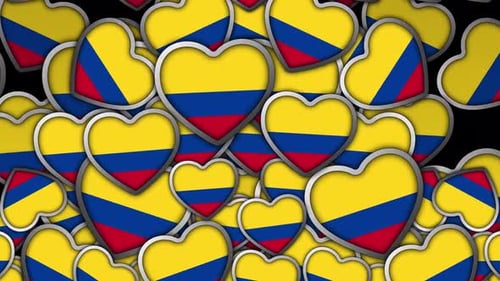 Colombian Flag Heart Background Loop Animation