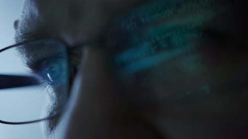 Close Up Shot of Portrait of Software Engineer Coding on Computer