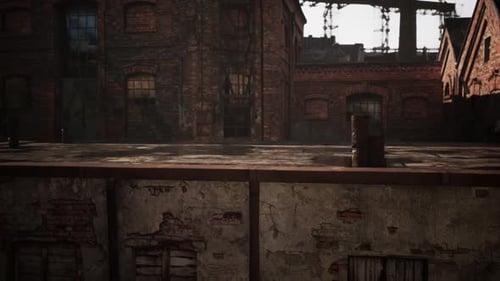 Abandoned Factory in Decay with Collapsing Brick Structures Over Time