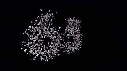 Number 65 Made of Numbers with Alpha Channel. 3D Font Number Animation. Transparent Background