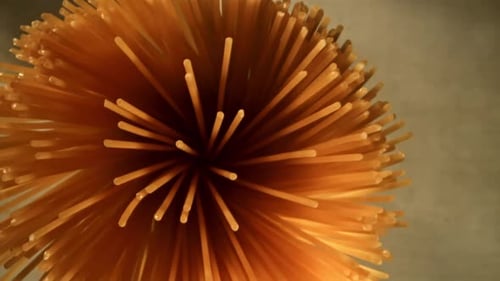 Close up view of uncooked spaghetti