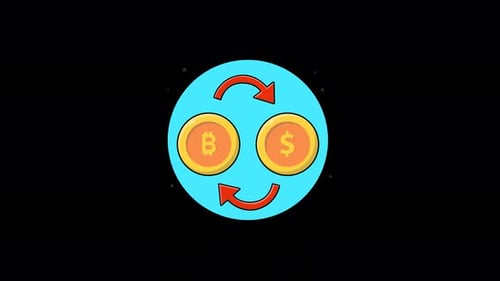 Animationsvideo zum Konzept von Bitcoin- und Dollarbörsen — transparent