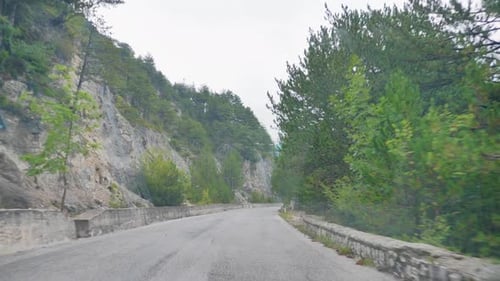 View From the Car Window on the Road in the Mountains Abruzzo Italy