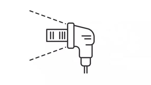 Animation of lottery barcode scanner black linear icon