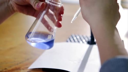 Close Up of Scientist Using Pipette in Laboratory