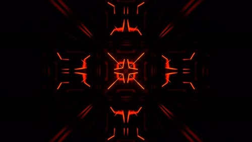 Red And Orange Impressive Neon Abstract Tunnel Background Vj Loop In 4K