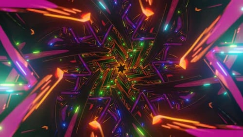Sternförmige surreale futuristische mehrfarbige psychedelische hypnotische VJ Seamless Loop