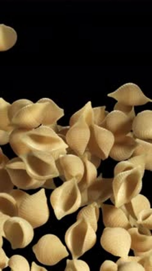 The Dry Pasta Flies Up and Falls Down Filmed on a Highspeed Camera at 1000 Fps