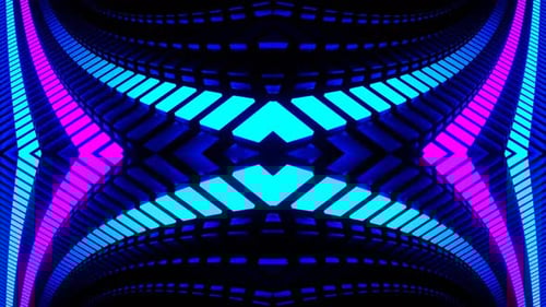 Purple And Blue Neons Moving In Circle Kaleidoscope Background Vj Loop In 4K