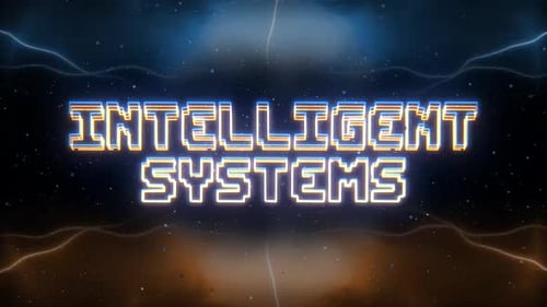 Retro Neon Intelligent Systems Pixel Text Reveal