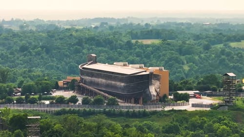 Aerial View of Noah's Ark Replica at Ark Encounter Theme Park in Williamstown Kentucky
