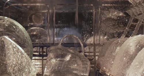 Washing Dishes and Wine Glasses in Dishwasher
