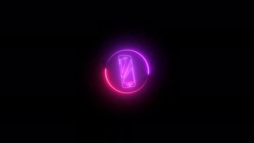 Glowing Neon Smartphone Icon Loop Animation