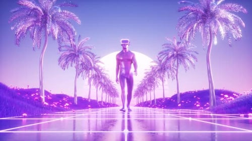 The Character Walks Across The Landscape