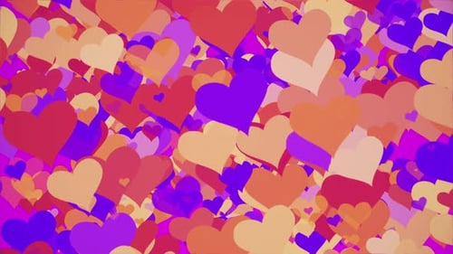 Colorful Large Hearts Floating Background Loop