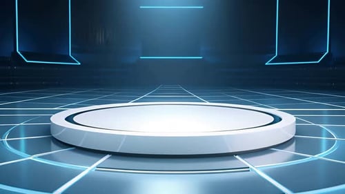Podium Futuristische Vitrine mit Plattform für Produktausstellungen. Leeres modernes Bühnendisplay