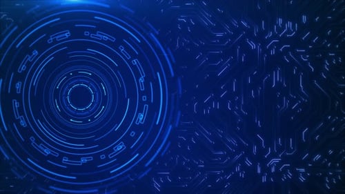 Digital Futuristic HUD Circle Interfaces Podium Virtual Hi Tech Display Hologram Matrix Data Network