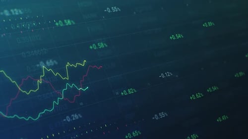 Financial stock market data moving in a 4k animation for global business