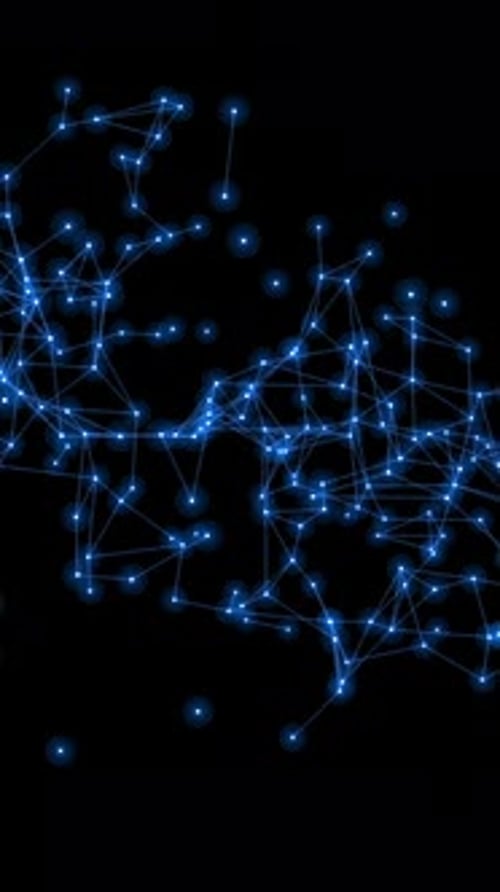 An Abstract Network Connection Visualization Featuring Vibrant Blue On A Black Background