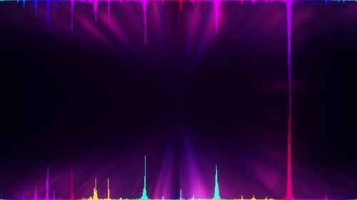 Vibrant Audio Waveform Animation on Black Background – Neon Music Visualization