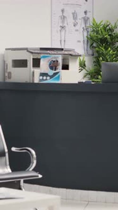 Vertical Video Waiting Room Lobby at Hospital Reception