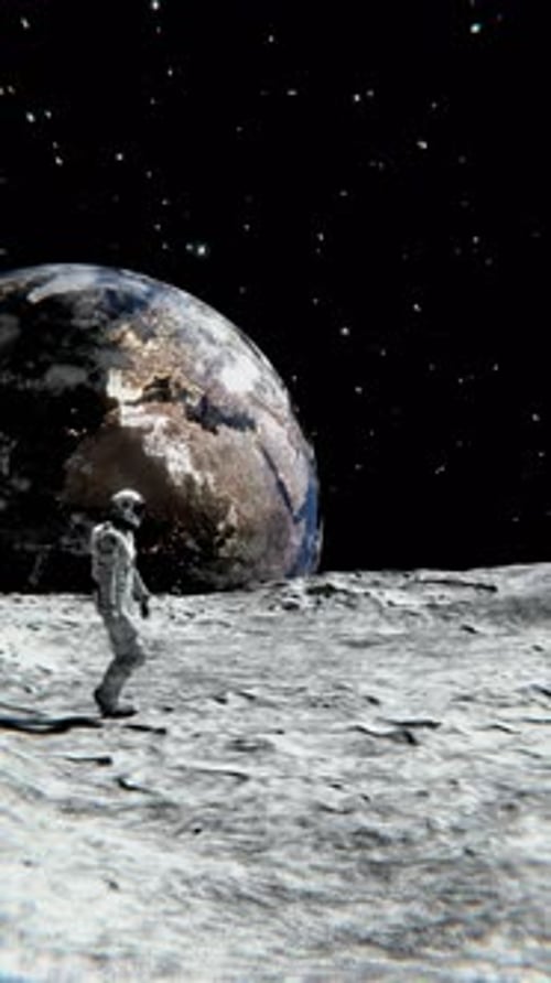 Happy Astronaut on the Moon Surface Loop Animation Satisfying Video