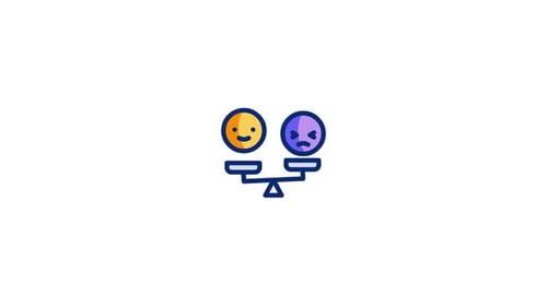 Animated Balance Scale with Happy and Sad Emoticons