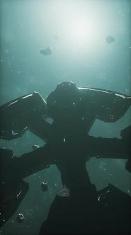 A Massive Spaceship Explores the Vastness of Space Near Asteroid Fields