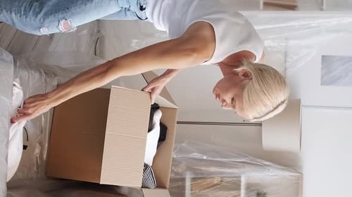 Vertical Relocation Stress Annoyed Woman Packing