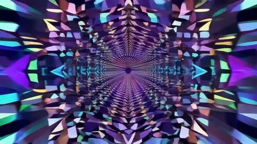 Colorful Psychedelic Geometric Fractal Tunnel Loop
