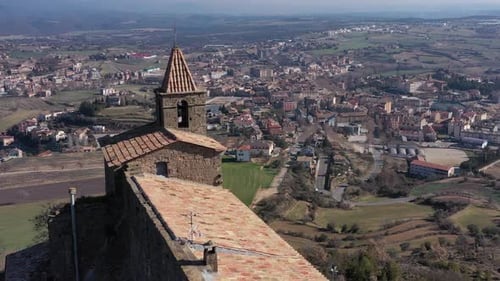 Aerial view of Castellvell medieval castle in Solsona. Catalonia Spain