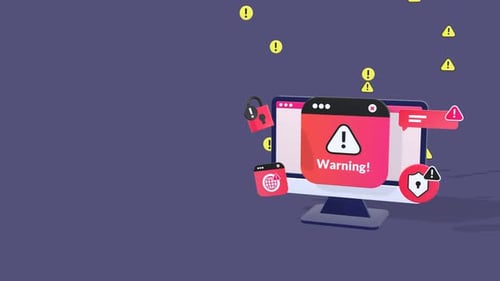 Animated Warning Concept for Dangerous Websites, Scams, and Internet Security Threats.